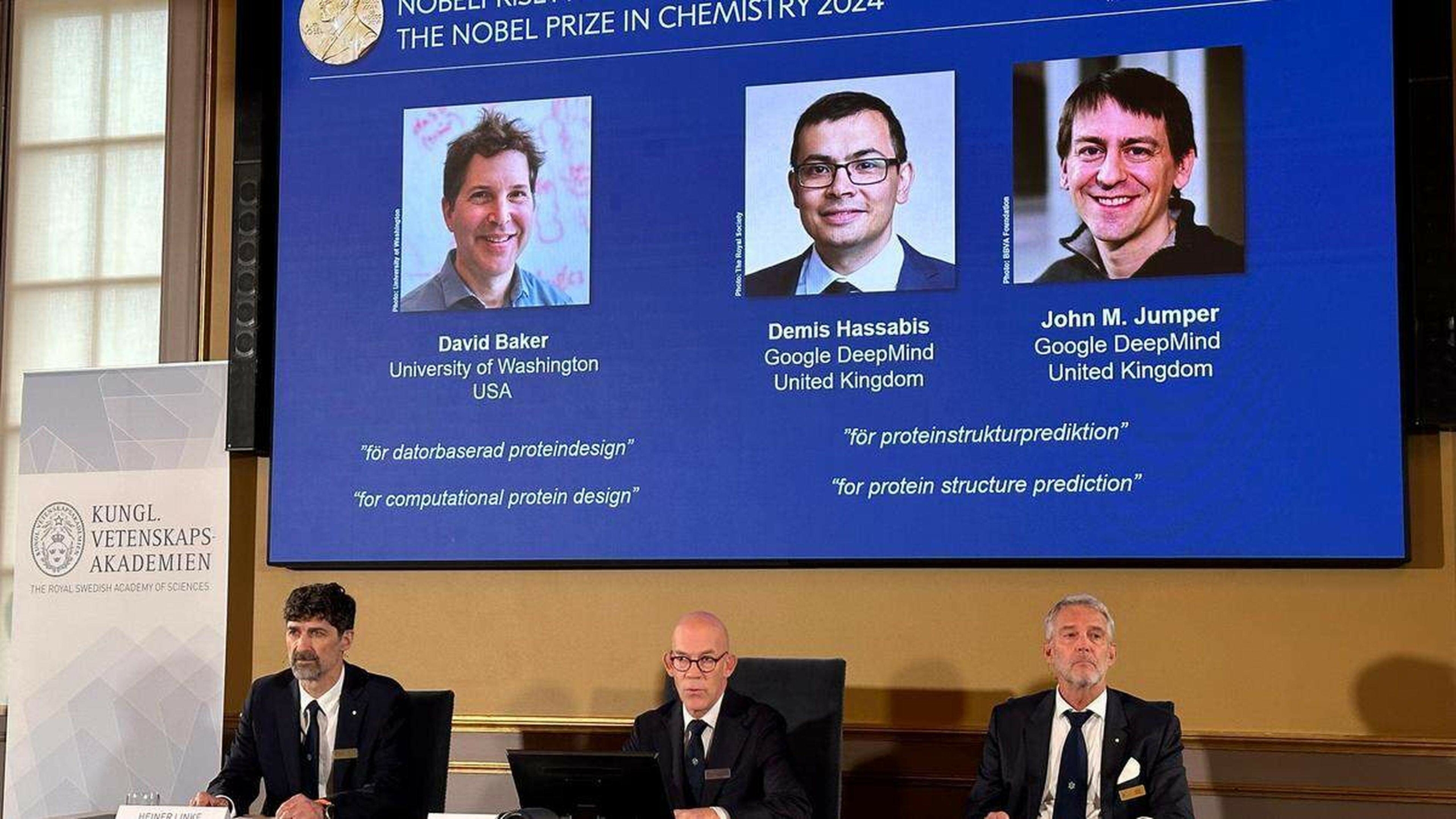 Google DeepMind scientists and biochemist win Nobel chemistry prize